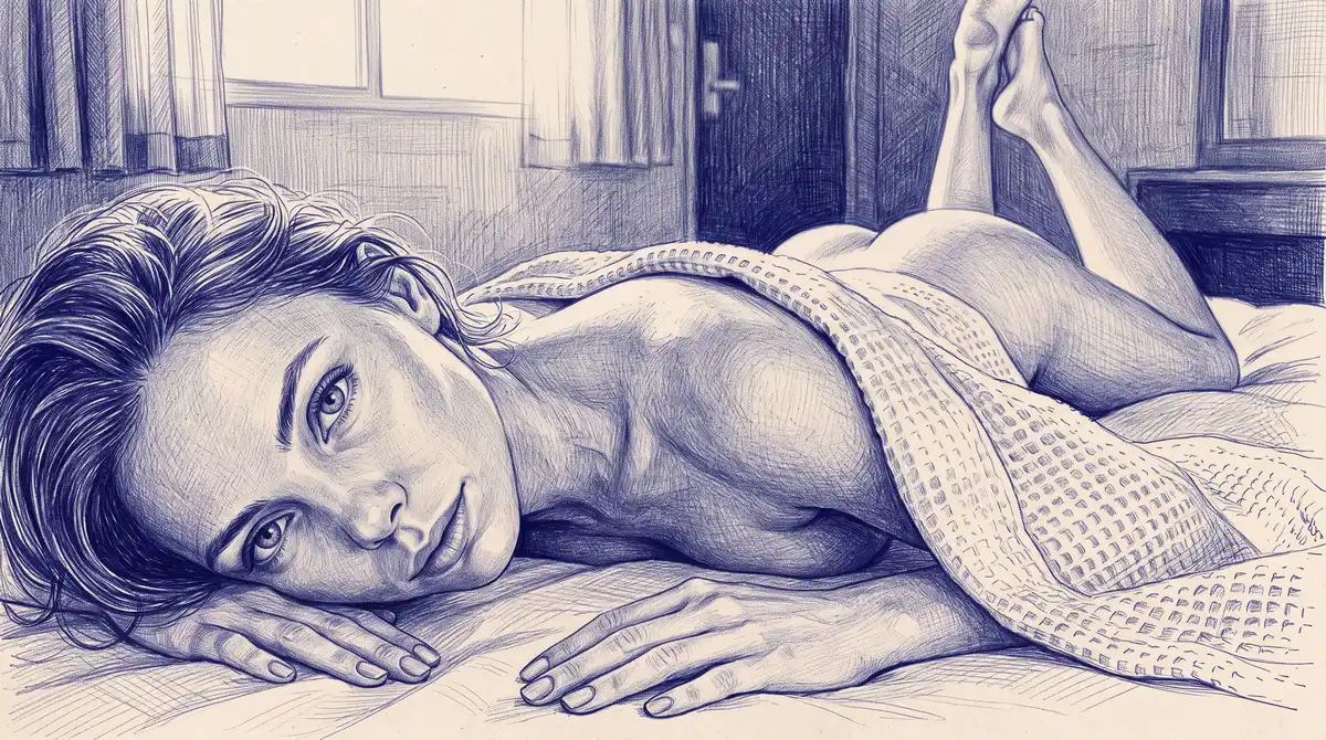Рисунок синей шариковой ручкой